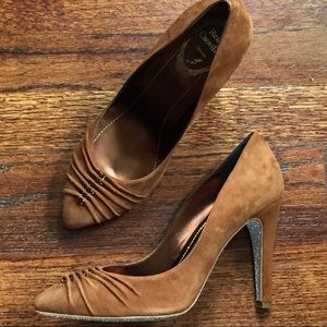 NIB Rene Caovilla jewel-embellished suede heels